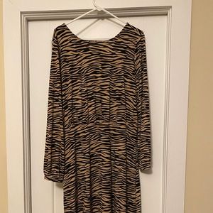 Loft Zebra midi calf-length with keyhole back